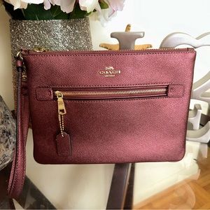 Coach Metallic Burgundy Wristlet